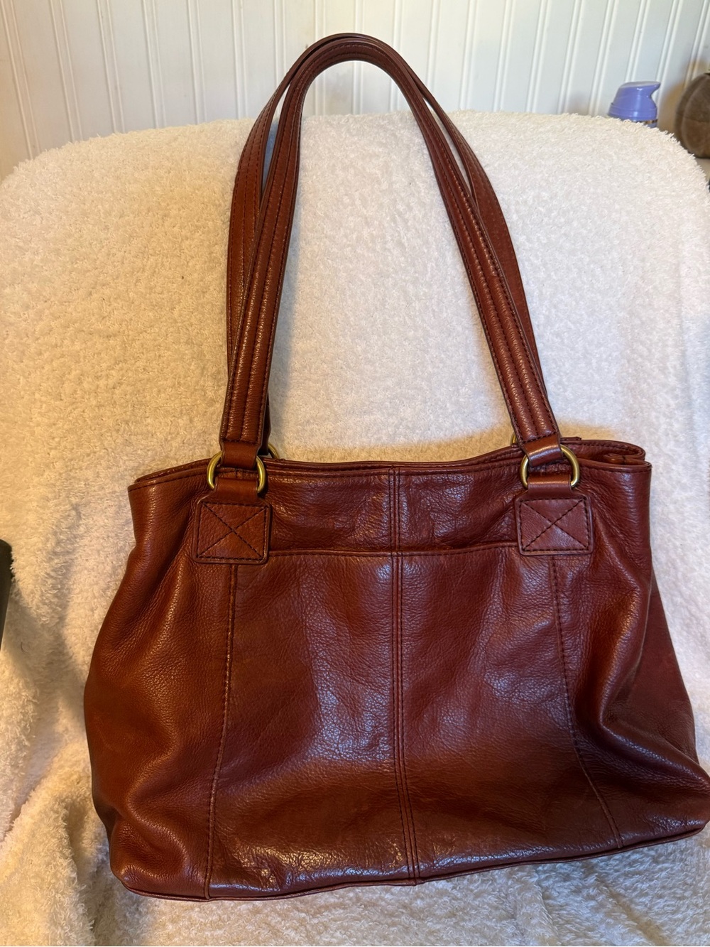 American leather Co Shoulder Tote in Red/ Brown
